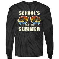 Retro Schools Out For Summer Last Day Of School Teacher Boy Tie-Dye Long Sleeve Shirt