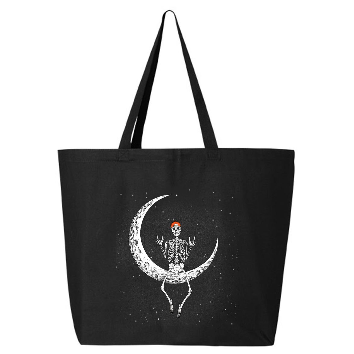 Rocker Skeleton On Moon Hand Rock On Costume Funny Halloween Gift 25L Jumbo Tote