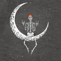 Rocker Skeleton On Moon Hand Rock On Costume Funny Halloween Gift Vector Backpack