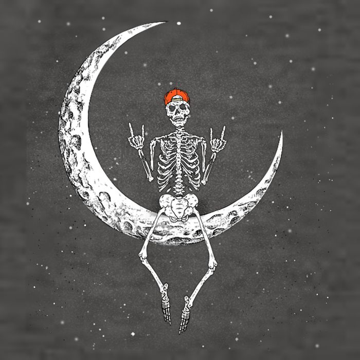 Rocker Skeleton On Moon Hand Rock On Costume Funny Halloween Gift Vector Backpack