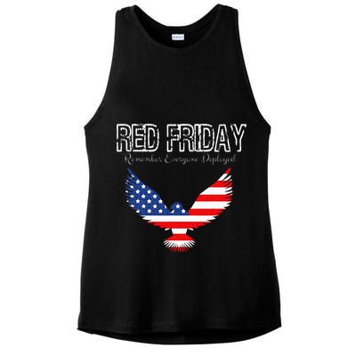 R.E.D. Support Our Troops Wear Red On Friday Ladies PosiCharge Tri-Blend Wicking Tank