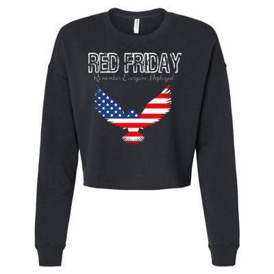 R.E.D. Support Our Troops Wear Red On Friday Cropped Pullover Crew