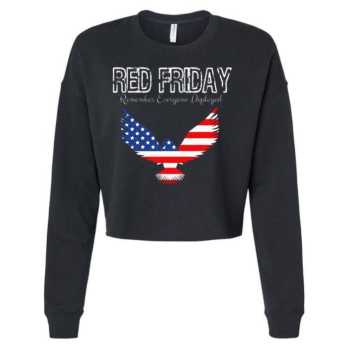 R.E.D. Support Our Troops Wear Red On Friday Cropped Pullover Crew