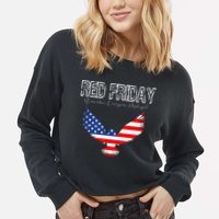 R.E.D. Support Our Troops Wear Red On Friday Cropped Pullover Crew