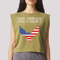R.E.D. Support Our Troops Wear Red On Friday Garment-Dyed Women's Muscle Tee