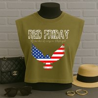 R.E.D. Support Our Troops Wear Red On Friday Garment-Dyed Women's Muscle Tee