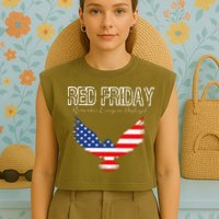 R.E.D. Support Our Troops Wear Red On Friday Garment-Dyed Women's Muscle Tee