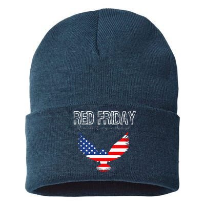 R.E.D. Support Our Troops Wear Red On Friday Sustainable Knit Beanie