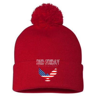 R.E.D. Support Our Troops Wear Red On Friday Pom Pom 12in Knit Beanie