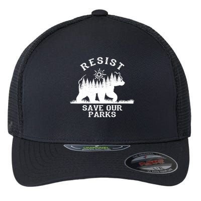 Resist Save Our National Parks Bear Nature Flexfit Unipanel Trucker Cap