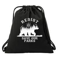 Resist Save Our National Parks Bear Nature Drawstring Bag