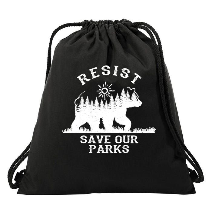 Resist Save Our National Parks Bear Nature Drawstring Bag