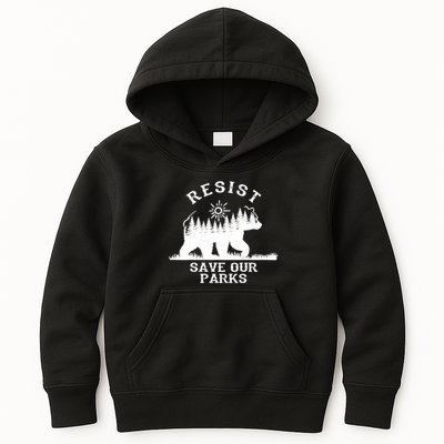 Resist Save Our National Parks Bear Nature Kids Hoodie