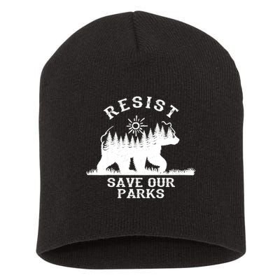 Resist Save Our National Parks Bear Nature Short Acrylic Beanie