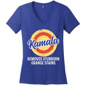 Removes Stubborn Orange Stains Funny Kamala 2024 Election Gift Women's V-Neck T-Shirt