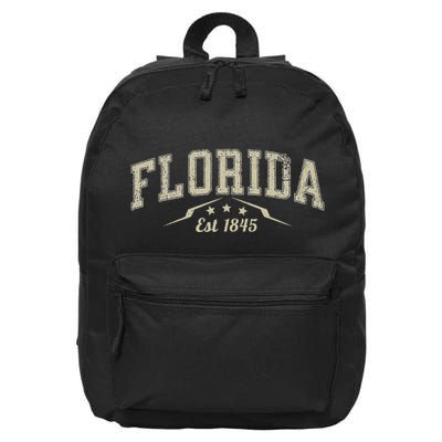 Retro State Of Florida Est 1845 Varsity Style Florida 16 in Basic Backpack