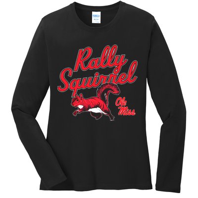 Rally Squirrel Ole Miss Football Team Lover Ladies Long Sleeve Shirt
