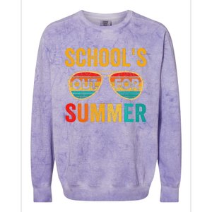 Retro Schools Out For Summer Last Day Of School Teacher Boy Colorblast Crewneck Sweatshirt