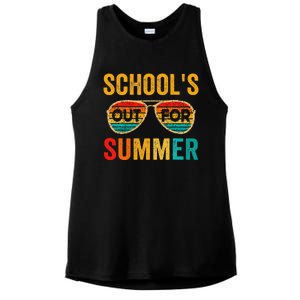 Retro Schools Out For Summer Last Day Of School Teacher Boy Ladies PosiCharge Tri-Blend Wicking Tank