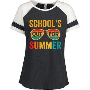 Retro Schools Out For Summer Last Day Of School Teacher Boy Enza Ladies Jersey Colorblock Tee