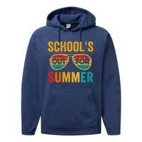 Retro Schools Out For Summer Last Day Of School Teacher Boy Performance Fleece Hoodie