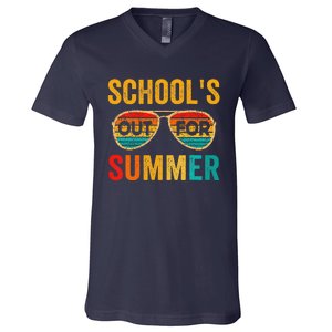 Retro Schools Out For Summer Last Day Of School Teacher Boy V-Neck T-Shirt