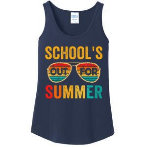 Retro Schools Out For Summer Last Day Of School Teacher Boy Ladies Essential Tank