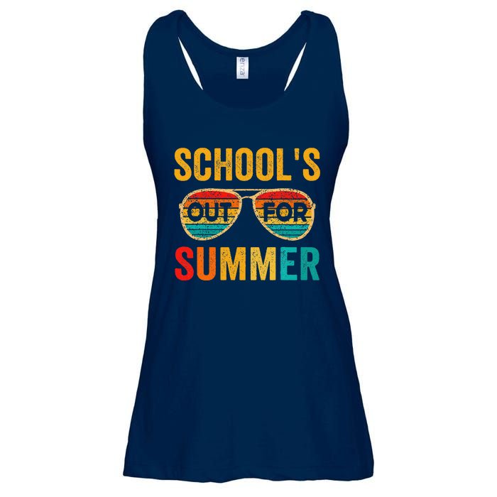 Retro Schools Out For Summer Last Day Of School Teacher Boy Ladies Essential Flowy Tank