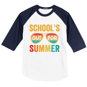 Retro Schools Out For Summer Last Day Of School Teacher Boy Baseball Sleeve Shirt