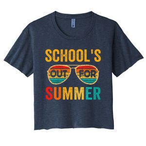 Retro Schools Out For Summer Last Day Of School Teacher Boy Women's Crop Top Tee