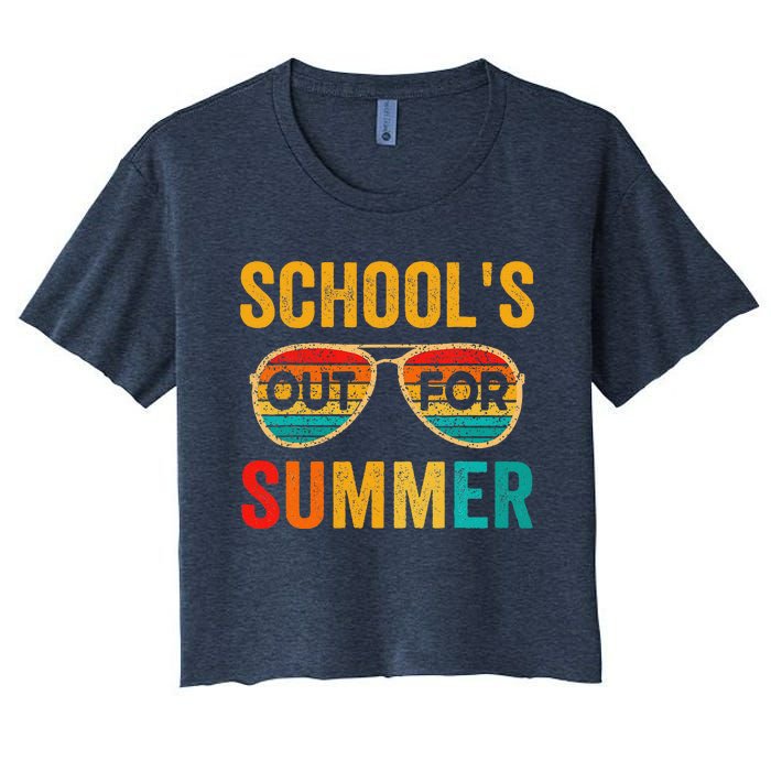 Retro Schools Out For Summer Last Day Of School Teacher Boy Women's Crop Top Tee