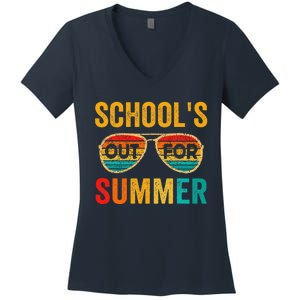 Retro Schools Out For Summer Last Day Of School Teacher Boy Women's V-Neck T-Shirt