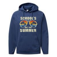 Retro Schools Out For Summer Last Day Of School Teacher Boy Performance Fleece Hoodie