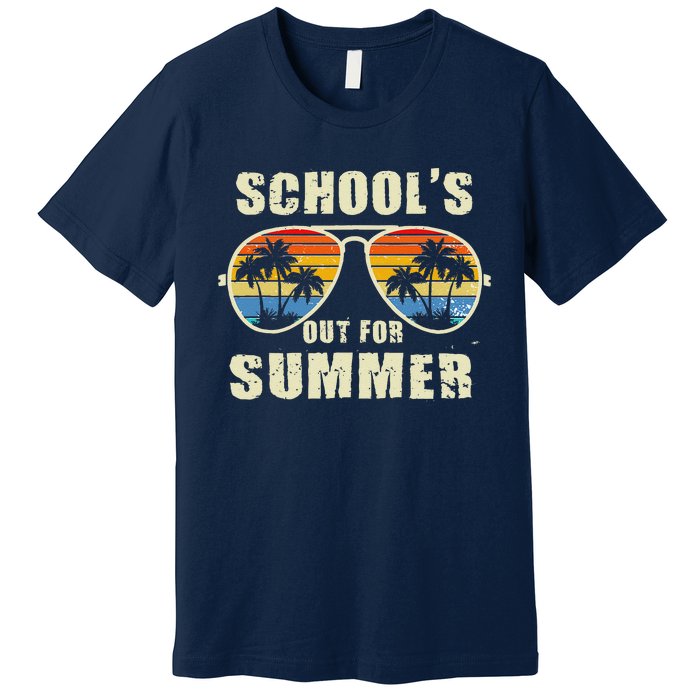 Retro Schools Out For Summer Last Day Of School Teacher Boy Premium T-Shirt