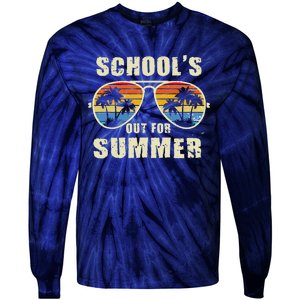 Retro Schools Out For Summer Last Day Of School Teacher Boy Tie-Dye Long Sleeve Shirt