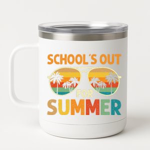 Retro Schools Out For Summer Last Day Of School Teacher Boy 12 oz Stainless Steel Tumbler Cup