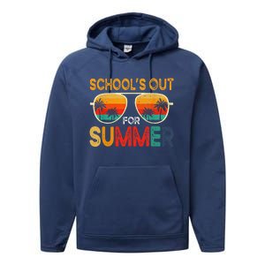 Retro Schools Out For Summer Last Day Of School Teacher Boy Cute Performance Fleece Hoodie