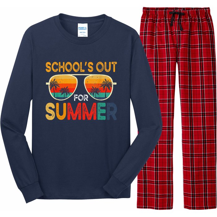 Retro Schools Out For Summer Last Day Of School Teacher Boy Cute Long Sleeve Pajama Set