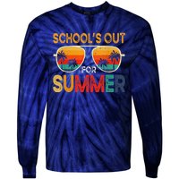 Retro Schools Out For Summer Last Day Of School Teacher Boy Cute Tie-Dye Long Sleeve Shirt