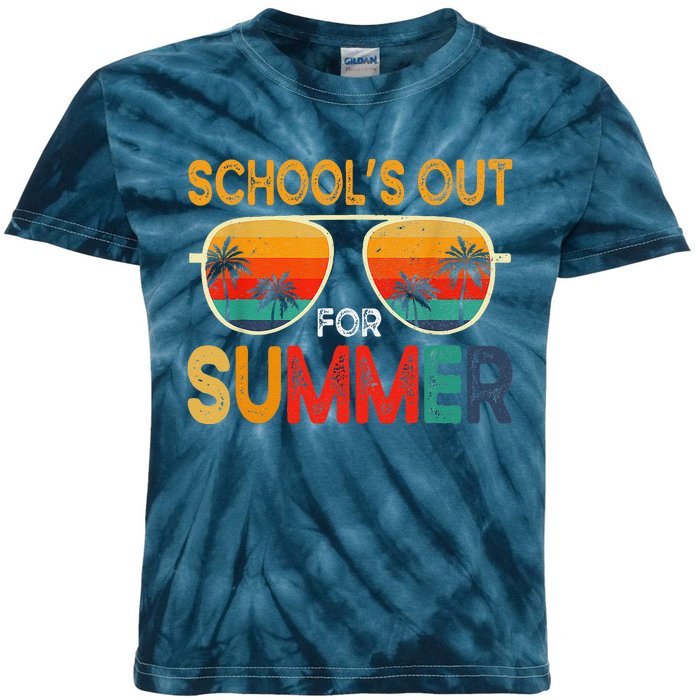 Retro Schools Out For Summer Last Day Of School Teacher Boy Cute Kids Tie-Dye T-Shirt