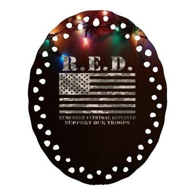 RED Support Our Troops Wear Red On Friday Military Ceramic Oval Ornament