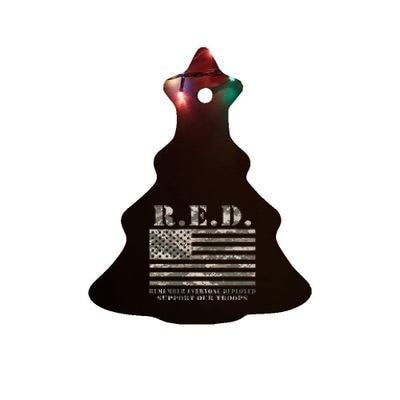 RED Support Our Troops Wear Red On Friday Military Ceramic Tree Ornament