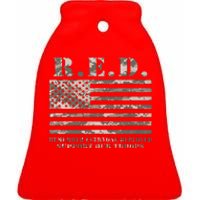 RED Support Our Troops Wear Red On Friday Military Ceramic Bell Ornament