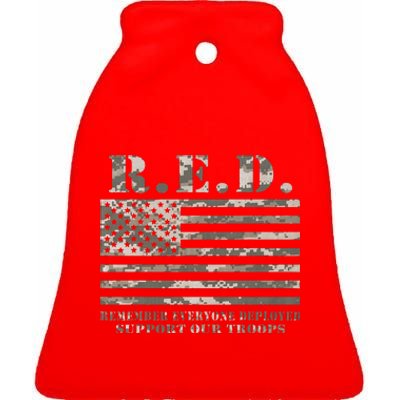 RED Support Our Troops Wear Red On Friday Military Ceramic Bell Ornament