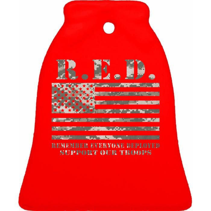 RED Support Our Troops Wear Red On Friday Military Ceramic Bell Ornament