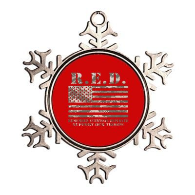 RED Support Our Troops Wear Red On Friday Military Metallic Star Ornament