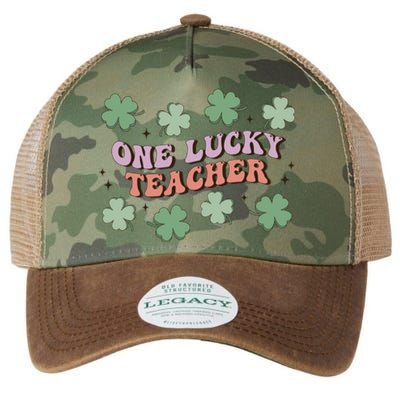 Retro Shamrock One Lucky Teacher St. Patrick's Day School Legacy Tie Dye Trucker Hat