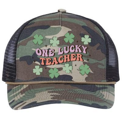 Retro Shamrock One Lucky Teacher St. Patrick's Day School Retro Rope Trucker Hat Cap