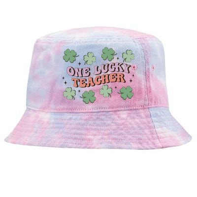 Retro Shamrock One Lucky Teacher St. Patrick's Day School Tie-Dyed Bucket Hat