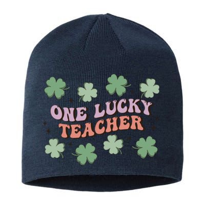 Retro Shamrock One Lucky Teacher St. Patrick's Day School Sustainable Beanie